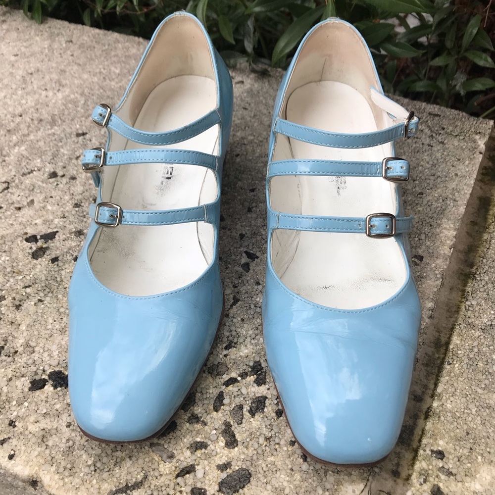 Carel Kina Mary Janes-Patent Baby Blue Size 37